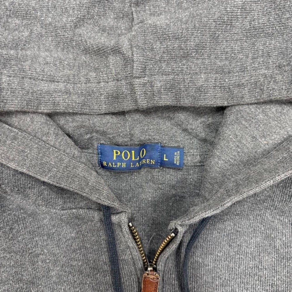 Y2K Polo Ralph Lauren Charcoal Gray Essential Full Zip Hoodie Fits XL - Picture 4 of 4